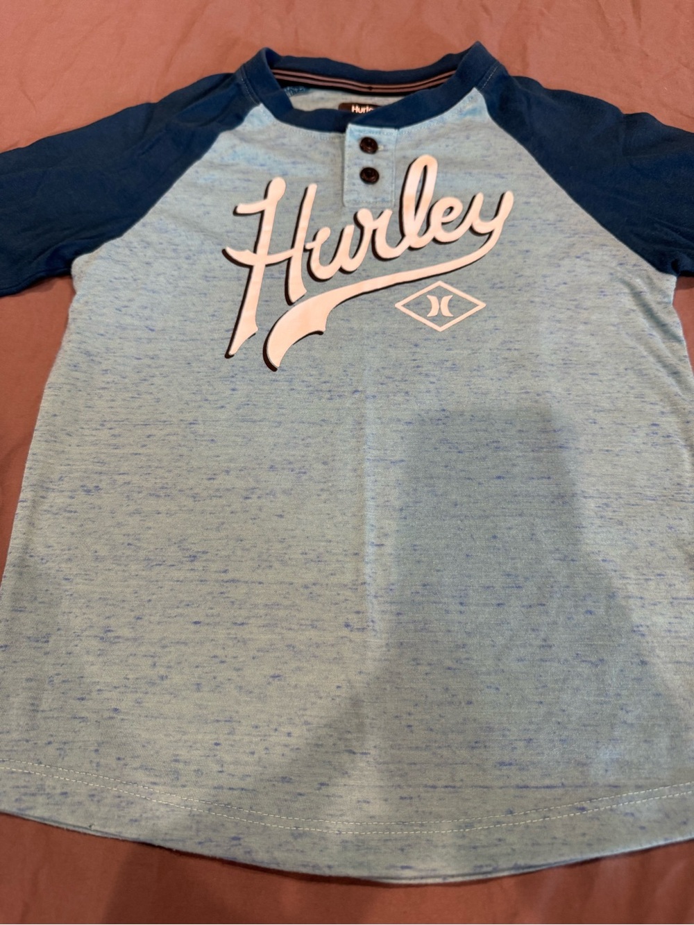 Hurley Boys' Blue Raglan Henley Shirt